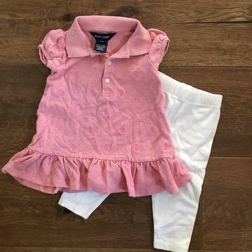 Girls Ralph Lauren Peplum Logo Top with Leggings